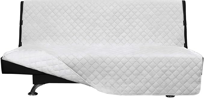 Easy-Going Reversible Couch Cover, Large Futon Sofa, White/White | Machine Washable Slipcover For Dogs, Water Resistant Furniture Mat For Living Room, Non-Slip Sofa Cover, Pet Friendly by Easy-Going