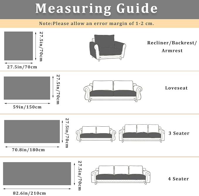 Couch Arm Covers, Sofa Arm Cover, 100% Waterproof Armrest Covers, Anti-Slip Pet Proof Armrest Protectors for Couch Loveseat Armchair Headrest, Only 1 Single Arm Cover(Dark Gray, 27.5"x27.5") - Image 7