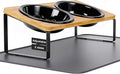 LEAWALK Upgraded Adjustable Height Cat Food Bowls Stand Ceramic Dog Bowls and Slow Feeder Cat Bowl, 15°Tilted Stand Anti Vomiting Raised for Small and Medium Sized Cats Dogs (Black) by LEAWALK
