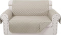 Reversible 45" Small Loveseat Sofa Covers, Beige/Beige | Loveseat Covers for Dogs Water Repellent, Friendly Furniture Protector with Elastic Straps for Living Room by LuxshareHome