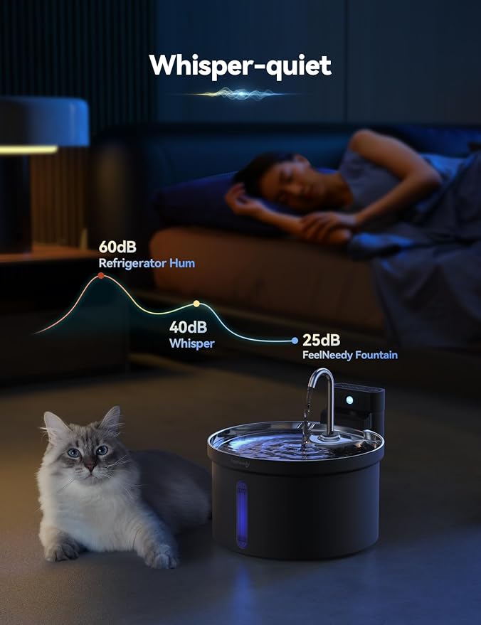 Wireless Cat Water Fountain [Water & Battery Separation] FEELNEEDY 4000mAh Battery Operated Cat Fountain, Cordless Pet Fountain with Motion Sensor for Cats Dogs-3.5L/118oz - Image 7