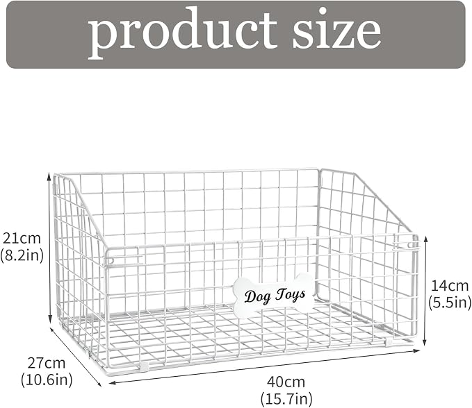 Dog Toy Bin-Dog Toy Basket-Metal Storage Box-Chew-Proof Dog Food Toy Storage Container-Dog Storage Organizer-For Puppy Leash,Accessories,Blanket Food Storage Container-(White) - Image 3