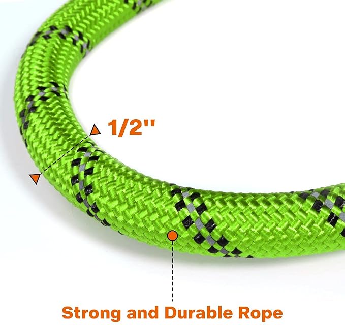Taglory Rope Dog Leash for Medium Large Dogs, 4 FT Padded Handle, Green | Climbing Rope for Strong Pullers, Reflective for Night Walks and Training, Comfortable Grip, Anti-tangle Swivel Clip 1/2 inch - Image 3