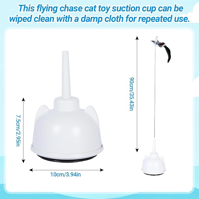 Interactive Cat Toys for Indoor Cats Toy Wand 360° Flying Bird Cat Toy | 2 Speed Adjustable Flying Bird Cat Toy Automatic Cats Toys with Self ON/OFF Feather Toy Suction Cup Electric Cat Teaser Wand - Image 6