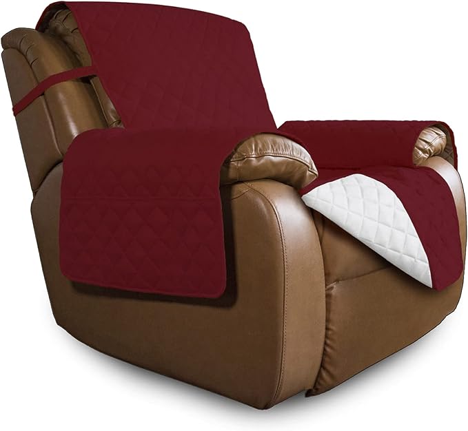 Easy-Going Reversible Couch Cover, Oversized Recliner, Christmas Red/Ivory | Machine Washable Slipcover For Dogs, Water Resistant Furniture Mat For Living Room, Non-Slip Sofa Cover, Pet Friendly by Easy-Going