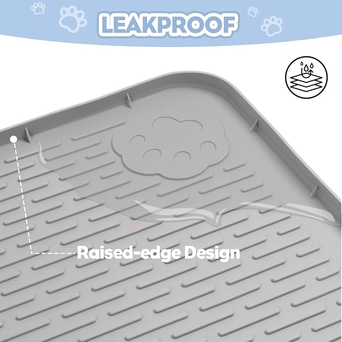 Kalolary Cat Litter Mats,40"x28"Extra Large Silicone Cat Mat for Litter Box | Easy to Clean Kitty Litter Trapping Mat, Soft on Kitty Paws, Waterproof, Urine-Proof Kittys Litter Mats for Floor, Grey - Image 7