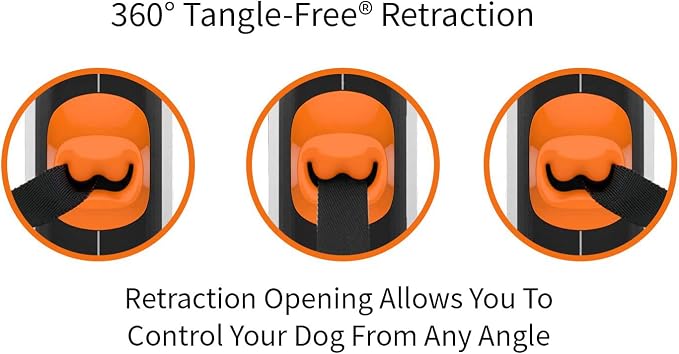 TUG Original Retractable Dog Leash, 16 ft (Large, White/Orange) | 360° Tangle-Free Retraction, 16 ft Tape, Quick Thumb Lock, Anti-Slip Handle, For Dogs Under 110 lbs - Image 4