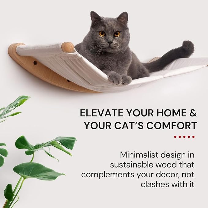 Cat Wall Hammock for Large Cats, Cat Wall Bed | A space-saving wall mounted cat bed with a washable, replaceable cushion that holds big cats up to 35 lbs - Image 2