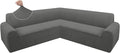 ALIECOM Corner Sectional Couch Covers Washable Sofa Cover L Shaped Couch Cover for Dogs Pets Stretch Soft Sectional Slipcovers with Non Slip Strips U Shape Furniture Protector (Medium Grey, X-Large) by ALIECOM