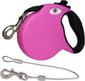 13ft Retractable Dog Leash for Small Breed Dogs up to 22 lbs with a Detachable Chew Proof Extender Wire Ropes (Pink S) by CROWN+PAWS