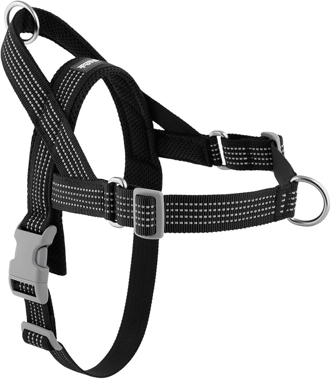 No Pull Dog Harness with Handle, Adjustable Soft Mesh Padded Vest | Reflective Walking Harness with Front Clip for Small Medium Large Dogs, Quick Fit No Escape for Training, Black, M by Fortheloveofpets