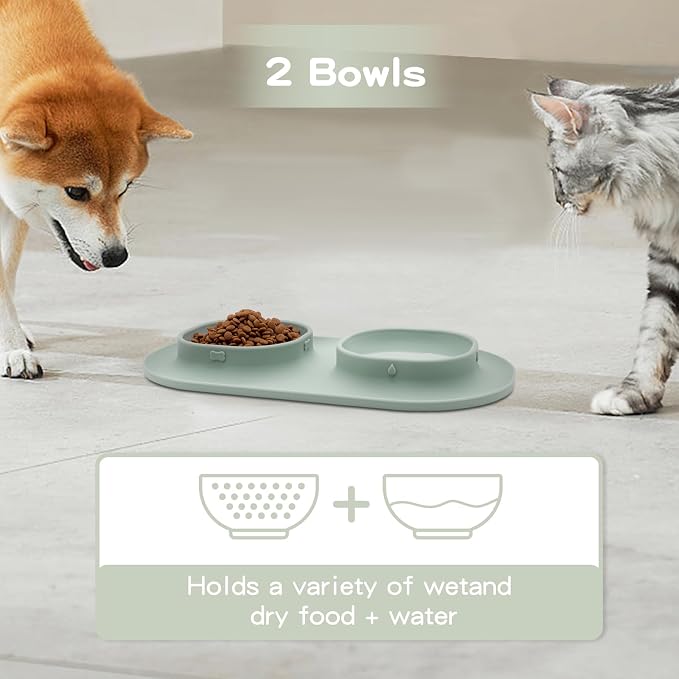 Dog Food Bowls Pet Bowls & Dog Water Bowls with No-Spill and Non-Skid, Feeder Bowls with Dog Bowl Mat for Small Medium Large Size Dogs Cats Puppy Pets, Dog Dishes (Green) - Image 6