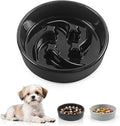 Ceramic Slow Feeder Dog Bowls, 0.6 Cups Dog Food Dish for Small Breed | Puzzle Dog Food Bowl for Fast Eater, 15OZ, 6.3 inch (Black) by Unknown