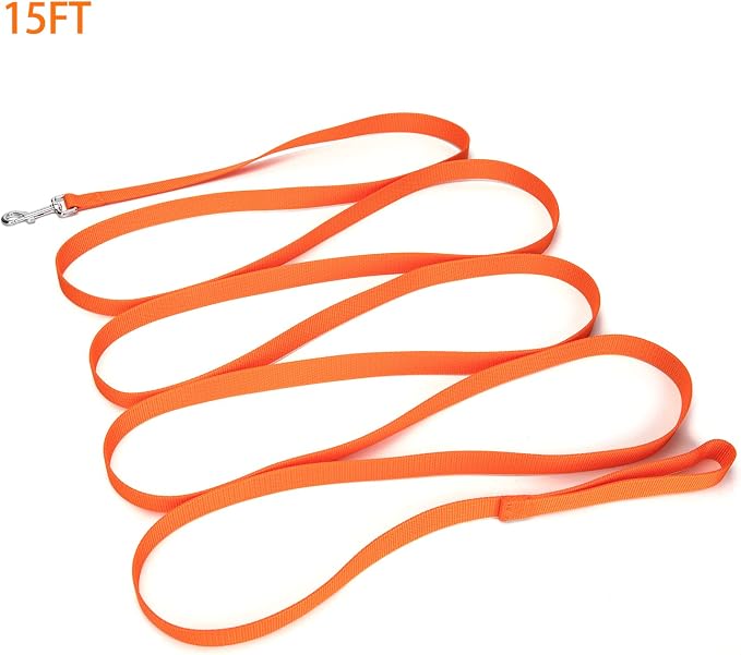 Strong Durable 15ft Nylon Dog Training Leash, 1 Inch Wide Traction Rope, for Small and Medium Dog (Orange, 15 Feet) - Image 5
