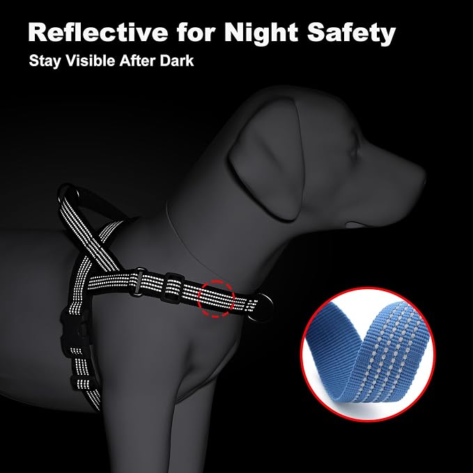 No Pull Dog Harness with Handle, Adjustable Soft Mesh Padded Vest | Reflective Walking Harness with Front Clip for Small Medium Large Dogs, Quick Fit No Escape for Training, Blue, L - Image 7