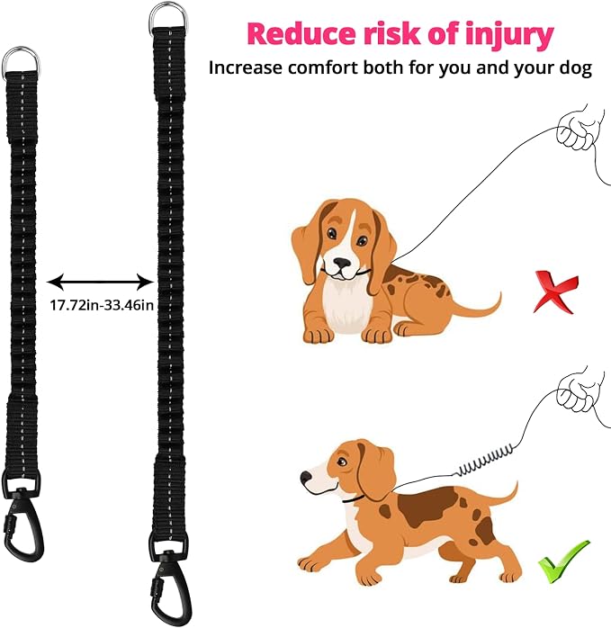 Long Dog Leash 10 FT: Heavy Duty Rope Leashes for Dogs Training with Swivel Lockable Hook Reflective Threads Bungee and Padded Handle - Dog Lead for Large Small Medium Dogs Outside Walking Hiking Red - Image 4