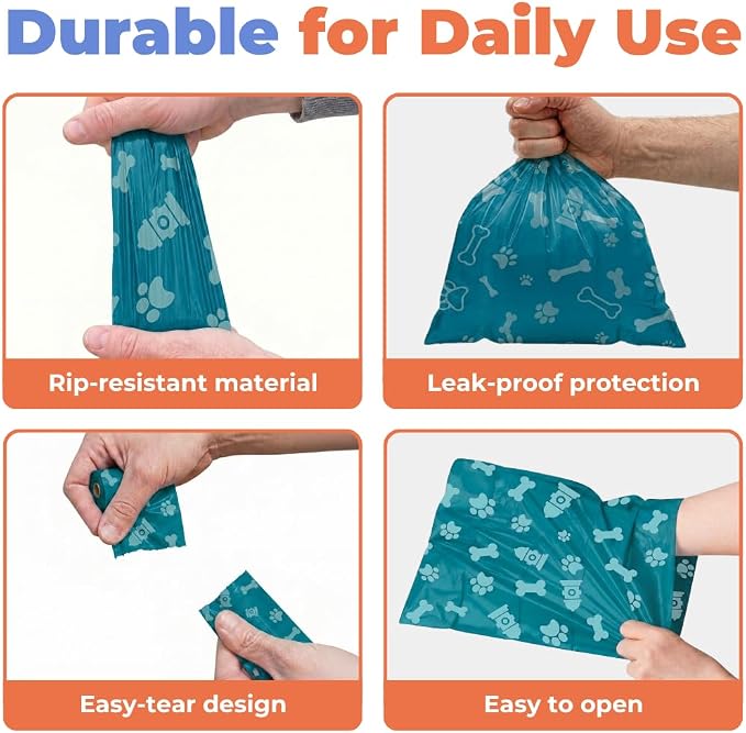 Best Pet Supplies Poop Bags for Dogs - Turquoise, 150 Count | Scented, Leak-proof, Easy-Tear perforations, 15 Thick Bags per roll, Outdoor Walking & Travel, Fits Standard Holders - Image 4