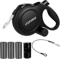 26Ft Retractable Dog Leash for Medium/Large Dogs up to 110lbs, Strong Heavy Duty Retractable Leash with Chew-Proof Cable, 360 Tangle Free, One Hand Brake Lock & Poo Bag Holder (Black) by Homesuppliesanddogsupplies