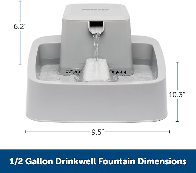 PetSafe Oasys Pet Fountain, 1/2 Gallon (64 oz), Small Dogs & Cats | Adjustable Water Flow, Whisker-Friendly Tray, Dishwasher-Safe, Replaceable Carbon & Foam Filters Included - Image 2