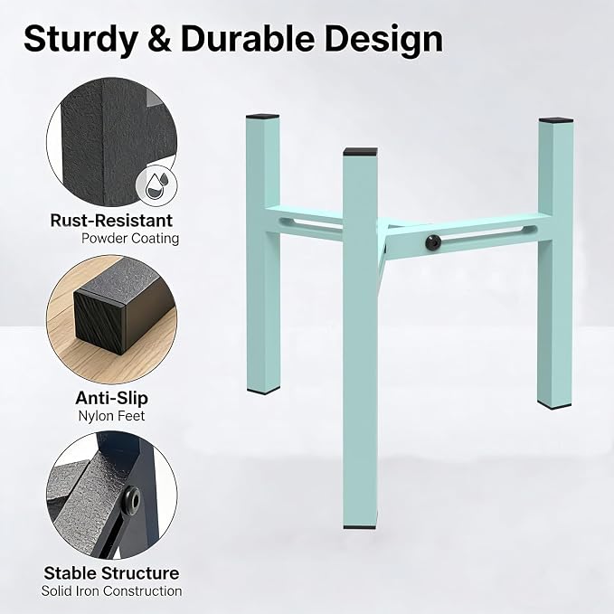 Adjustable Metal Raised Cat Bowl Stand - Elevated Feeder Riser for Senior Cats, Flat-Faced Breeds & Multi-Pet Homes, Anti-Slip Design (Without Bowls) (Powder Blue) - Image 6