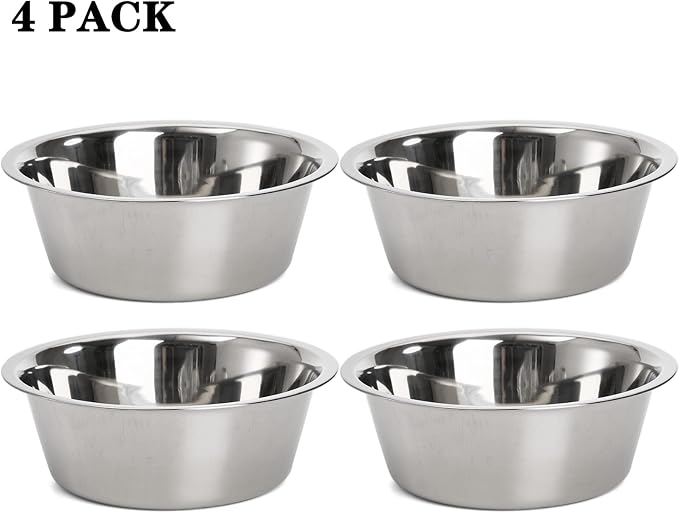 DEAYOU 4-Pack Stainless Steel Dog and Cat Bowl, Metal Food and Water Dish, 8.26" Basic Pet Feed Bowl for Large Medium Dog, 47 OZ Replacement Bowls for Elevated Stand, Dishwasher Safe - Image 8