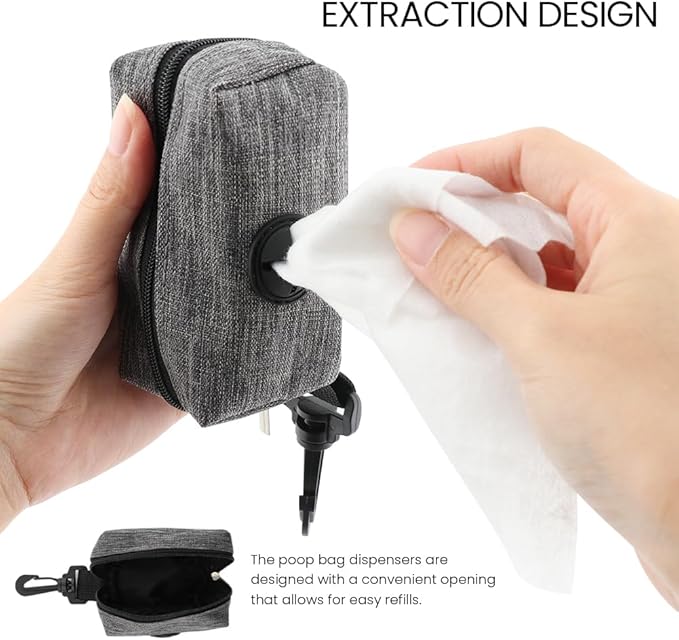 2pcs Dog Poop Bag Holder with 2 Hands-free holder Poop Bag Dispenser Pet Dog Waste Bag Dispenser Leash Attachment Fits Any Dog Leash for Dog Cat and Other Pets(Gray) - Image 3