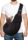 SlowTon Dog Carrier Sling - Thick Padded Shoulder Strap Adjustable, Black M | Dog Carriers for Small Dogs, Puppy Carrier Purse for Pet Cat with Front Zipper Pocket Safety Belt Machine Washable by SlowTon