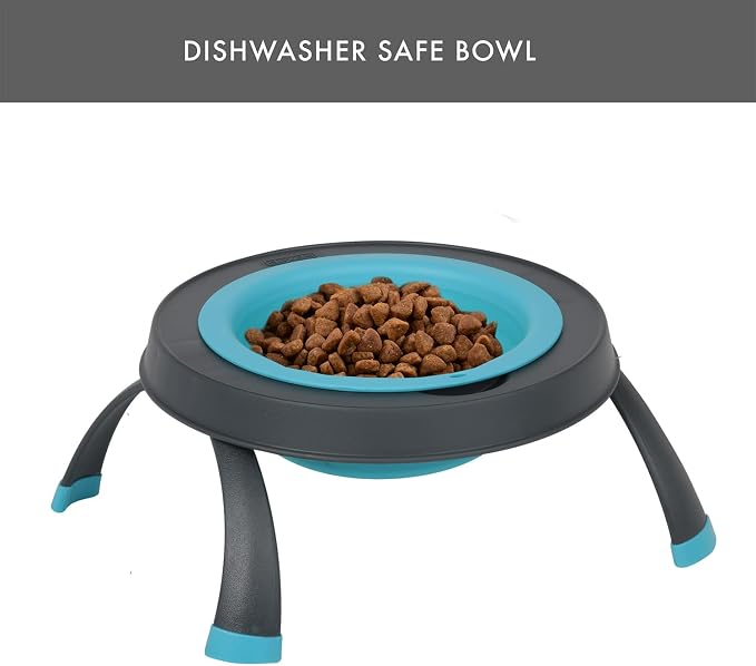 Dexas Pets Elevated Pet Feeder, Small, 1.5 Cup Capacity, Blue, Raised Pet Food and Water Bowl - Image 6
