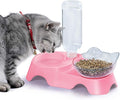 MILIFUN Double Dog Cat Bowls - Pets Water and Food Bowl Set, 15°Tilted Water and Food Bowl Set with Automatic Waterer Bottle for Small or Medium Size Dogs Cats by Milifunpets