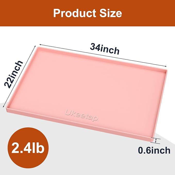 34" x 22" Extra Thick Silicone Mat Waterproof with Raised Edge, Pink | Under Sink Mat for Kitchen & Bathroom, Kitchen Cabinet Liner, Multi-Purpose for Storage & Protection - Image 7