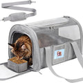 Large Soft Cat Carrier with Detachable Food Bowl,Pet Bag (Up to 28 lbs) | Puppy Kennel with Lockable Zippers for Small Dog, Kitten,Medium Travel Carrying Case for Car Airline Transport,Grey by Unknown