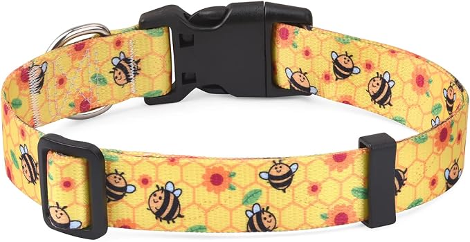 Mihqy Dog Collar for Small Dogs Puppy Cats, Fashion Design, Bee,XS | Neck Fit 7.9"-11.8", Multiple Patterns，4 Sizes for Small Medium Large Dogs, Comfortable for Walks and Outdoor Hikes by Mihqy
