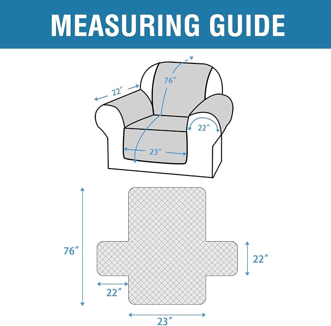 H.VERSAILTEX Chair Sofa Slipcover 100% Waterproof Couch Cover Furniture Protector Cover with Elastic Straps for Pets Kids Children Dog Cat(Chair, Dove Grey) - Image 7
