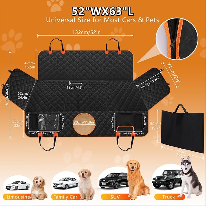 Hard Bottom Back Seat Extender for Dogs, Dog Car Seat Cover for Back Seat, Holds 420lbs, Durable Waterproof Pet Car Bed Dog Hammock for SUV/Car/Small Truck (Black) - Image 6