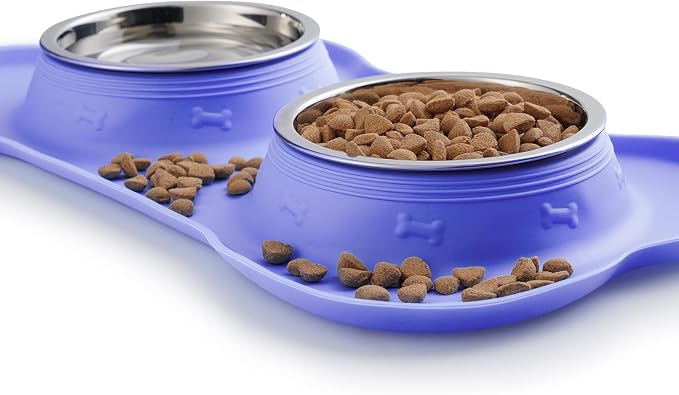 Hubulk Pet Dog Bowls 2 Stainless Steel Dog Bowl with No Spill Non-Skid Silicone Mat + Pet Food Scoop Water and Food Feeder Bowls for Feeding Small Medium Large Dogs Cats Puppies (Small, Purple) - Image 5