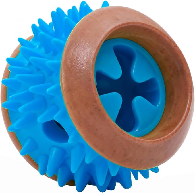 Dog Treat Ball, Treat Dispensing Puzzle Toys for Small & Medium Dogs, Blue | 3-Inch Size • Interactive Toy • Bacon Scent • Soft TPR Rubber • Dental Cleaning by JCHOUSEPetSupplies