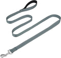 FunTags Reflective Nylon Dog Leash for Medium & Large Dogs, 6FT for Walks | Comfortable Padded Grip, Stay Safe at Night, 360° Anti-Tangle Swivel, for Dog Parks & Trails, Grey by FUNSTARTSHERE