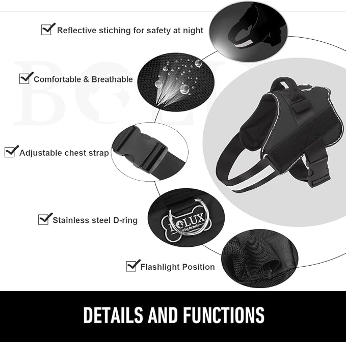 Dog Harness, No-Pull Reflective Dog Vest, Breathable Adjustable Pet Harness with Handle for Outdoor Walking - No More Pulling, Tugging or Choking (Black, M) - Image 2