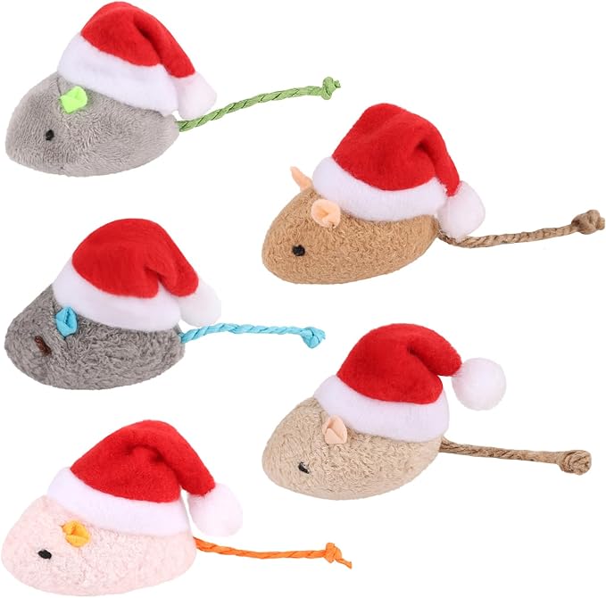 FOIMAS 6pcs Christmas Catnip Toys,Xmas Cat Toys Plush Mouse Interactive Chew Bite Toys for Cat Kitten Indoor by FOIMASLLC