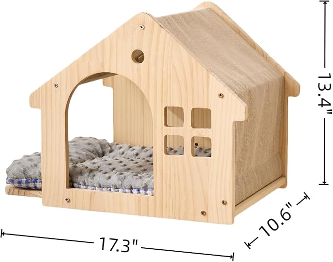 SHENGOCASE Natural Wood Cat Wall Shelves Bed, 2-Pack, Wall-Mounted Box Condo House Perch, Cat Condo Furniture with Washable Pillow Cushions - Image 5