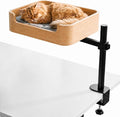 3-in-1 Cat Desk Bed, Cat Window Hammock & Elevated Floor Bed – Wooden Window Perch & Seat, American Oak Finish, 2 Plush Mats, Holds 28 lbs by Unknown