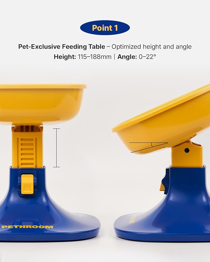 Well Fit Elevated Dog Bowl Stand, Yellow & Blue | Adjustable Height 4.5–7.4 in with 0–22° Tilt, Stable Non-Slip Feeding Stand for Dogs & Cats, Bowl Not Included - Image 5