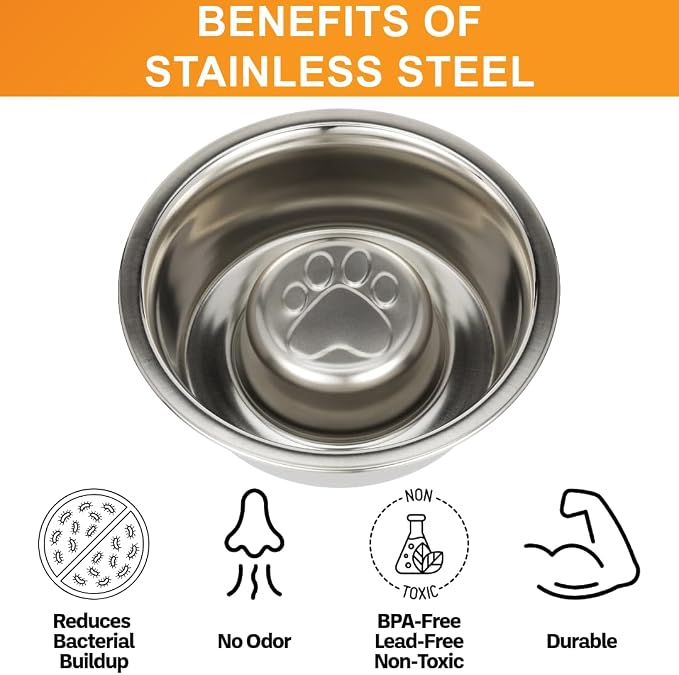Neater Pet Brands Stainless Steel Slow Feed Dog Bowl for Fast Eating Large Breed, Metal Slow Feeder Dog Bowl Fits in Large Neater Feeders, for Puppy or Dogs (>40 lbs), 3 Cup Food Capacity - Image 5