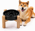 Ceramic Slow Feeder/Dog Bowl for Small Medium Dogs,Elevated/Raised Slow Feeding Dog Food Water Dish Heavy Weighted,Puzzle Eating Bow (Black, 8.26in) by Unknown