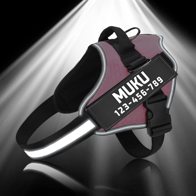 MUMUPET Custom Dog Harness Vest with 2 Personalized Name & Phone Patches | No Pull Reflective Adjustable with Handle, Soft Breathable Padding for Medium Dogs (Pink, M) - Image 4