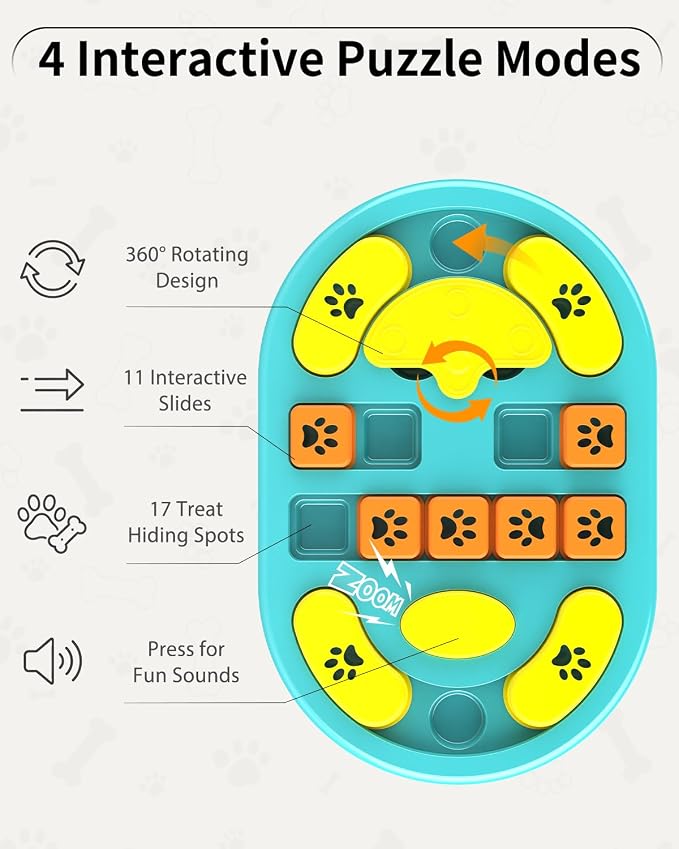 Dog Puzzle Toy, Interactive Enrichment Treat Food Puzzles, Blue | Mental & Brain Stimulation, Slow Feeder, For Smart Puppy Small Medium Large Dogs Cats - Image 6