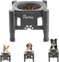 Pawque 35oz Elevated Slow Feeder Dog Food Bowls with Adjustable Stand | 3 Heights (6.1", 7.7", 9.3"), Raised Dog Bowls for Medium and Small Breed Dogs Cats, Non Slip Rubber & Mess Proof by Pawque