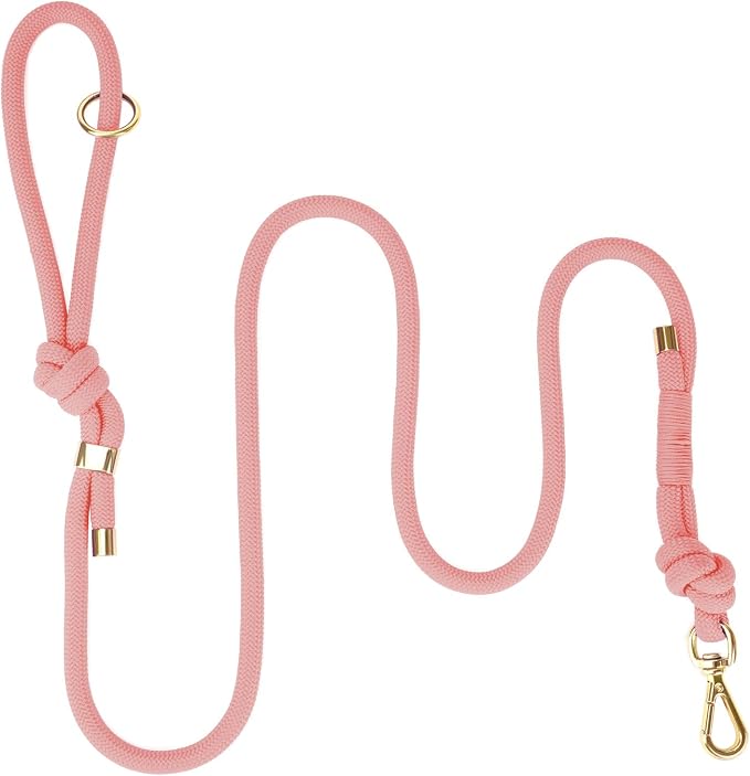 5FT Dog Leash Puppy Cat Rope Lead for Small Medium Large Dogs | Light Pink, with Anti-tangle Swivel Clip, Traffic Non-slip Grip Handle for Extra Control, Ideal for Daily Walks and Training by Sunraymascota