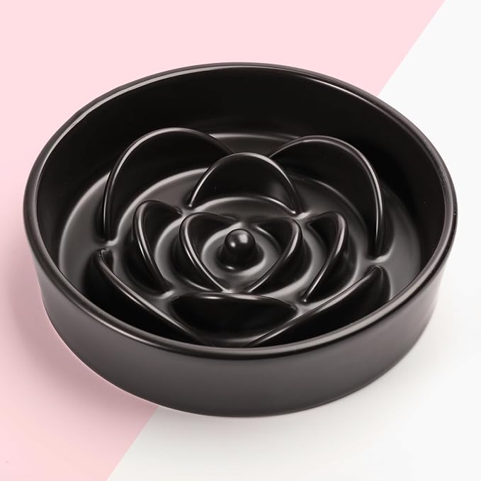 8.26 in Black Ceramic Slow Feeder Dog Bowl for Medium and Large Breed,Pet Feeding Dog Food Water Dish Heavy Weighted,Puppy Bowl for Fast Eaters,Puzzle Slow Eating Dish Modern Maze - Image 6