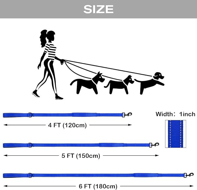 Joytale Dog Leash for Large Dogs that Pull, Double Handle, 5FT, Royal Blue | Traffic Handle for Control, Padded Handle Reduces Hand Strain, Reflective Stitching for Night Safety, Strong Nylon Webbing - Image 6